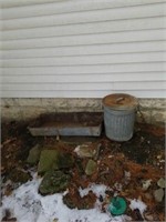 Small galvanized trash can and rectangle