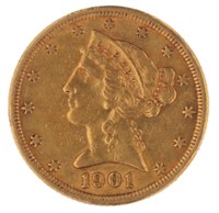 1901-S Liberty Head $5.00 Gold Half Eagle