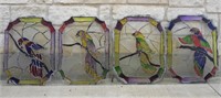 Painted parrot glass panels