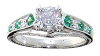 14kt Gold Emerald & Diamond Engagement Ring