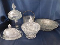 Diamond Point & Wexford tall & short candy dishes,
