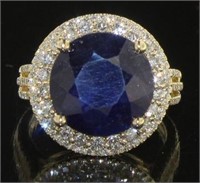 14kt Yellow Gold 6.92 ct Sapphire & Diamond Ring