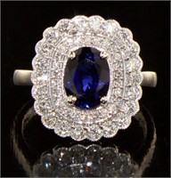 14kt Gold 2.38 ct Oval Sapphire & Diamond Ring