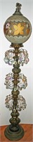 Cast Metal Art Nouveau Figural Floor Lamp w/Prisms