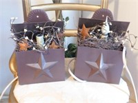 Two brown metal "Star" electric candle boxes