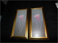 Pair of floral prints framed, 11 x 22