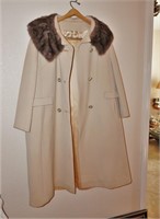 Cream jacket with fur collar