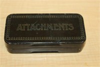 GREIST SEWING MACHINE ATTACHMENTS IN METAL CASE