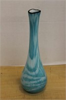 BLUE SWIRL ART GLASS VASE