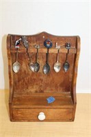 SOUVENIR SPOON DISPLAY WITH SPOONS
