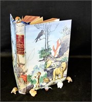 AESOP'S FABLES OLD BOOK & ANIMAL FIGURINES