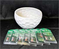GOLF BALL SNACK BOWL & NEW BEER EURO COASTERS