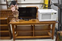 Console Table, TV, Microwave & Decor