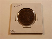1847 Lg Cent VG