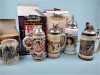 Collectible beer steins x5