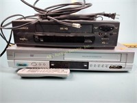 Insignia DVD player, Magnavox VHS player,