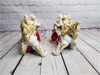 Vintage Asian Cloisonne Marked Lions Foo Dogs Pair