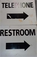 Telephone and restroom signs