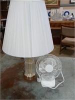 Lamp with shade and a mini fan