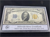 1934 $10 Yellow Seal Silver Certificate