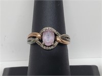 10K/.925 Sterl Silv Morganite/Diamond Ring