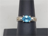 .925 Sterling Silver Blue Topaz Ring