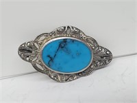 .925 Sterling Silver Turquoise Brooch