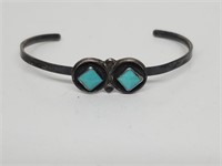 .925 Sterl Silv Turquoise Childs Cuff Bracelet