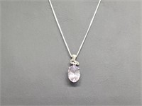 .925 Sterling Silver Amethyst Pendant & Chain