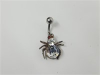 .925 Sterling Silver Spider Belly Button Ring