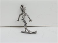 .925 Sterling Silver Skiing Pendant/Charm