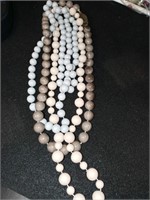 Costume jewelry beaded necklaces baby blue and