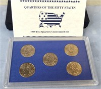 5 Uncirculated Quarter Coin Set w Book
