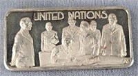 1oz Silver Art Bar - United Nations