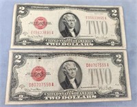 Pair of 1928G $2 Red Seals