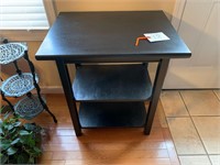 ANTIQUE DARK WOOD TABLE WITH ELECTRICAL STRIP