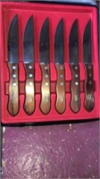Set of 6 stainless steak knives in box Sitzer