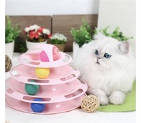 4 level interactive cat toy with balls (pink) _S