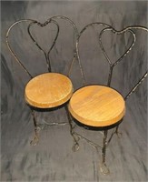 2 Small wood & metal doll Chairs