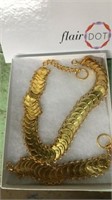 Golden color necklace & bracelet. Boxed costume