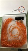 Orange beads necklace bracelets & earrings. Boxed