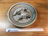 Signed Stoneware Plate with Handles