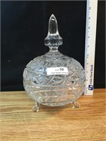 Crystal? Glass Footed Candy Dish with Lid