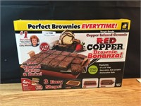 Perfect Brownies Red Copper Brownie Pan in Box