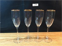 Gold Rim Glass Wine / Champaigne Flutes