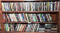 Three Shelves of DVDs & CDs