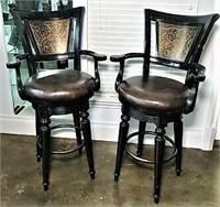 Two Bar Stools with Pivoting  Seats