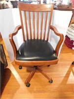Oak Office Chair, leather seat