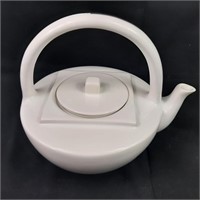 White Ceramic MCM Hoop Handle Tea Pot