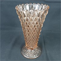 Peach Glass Diamond Point Vase